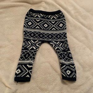Old Navy 100% Cotton Stranded Navy and White Knit Pants Size 12 - 18 Months